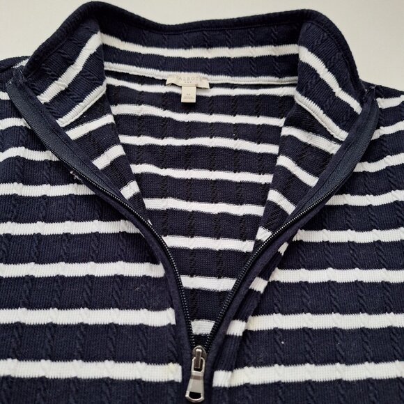 Talbots Navy and White Striped Cotton Zip Up Cardigan - Picture 7 of 7